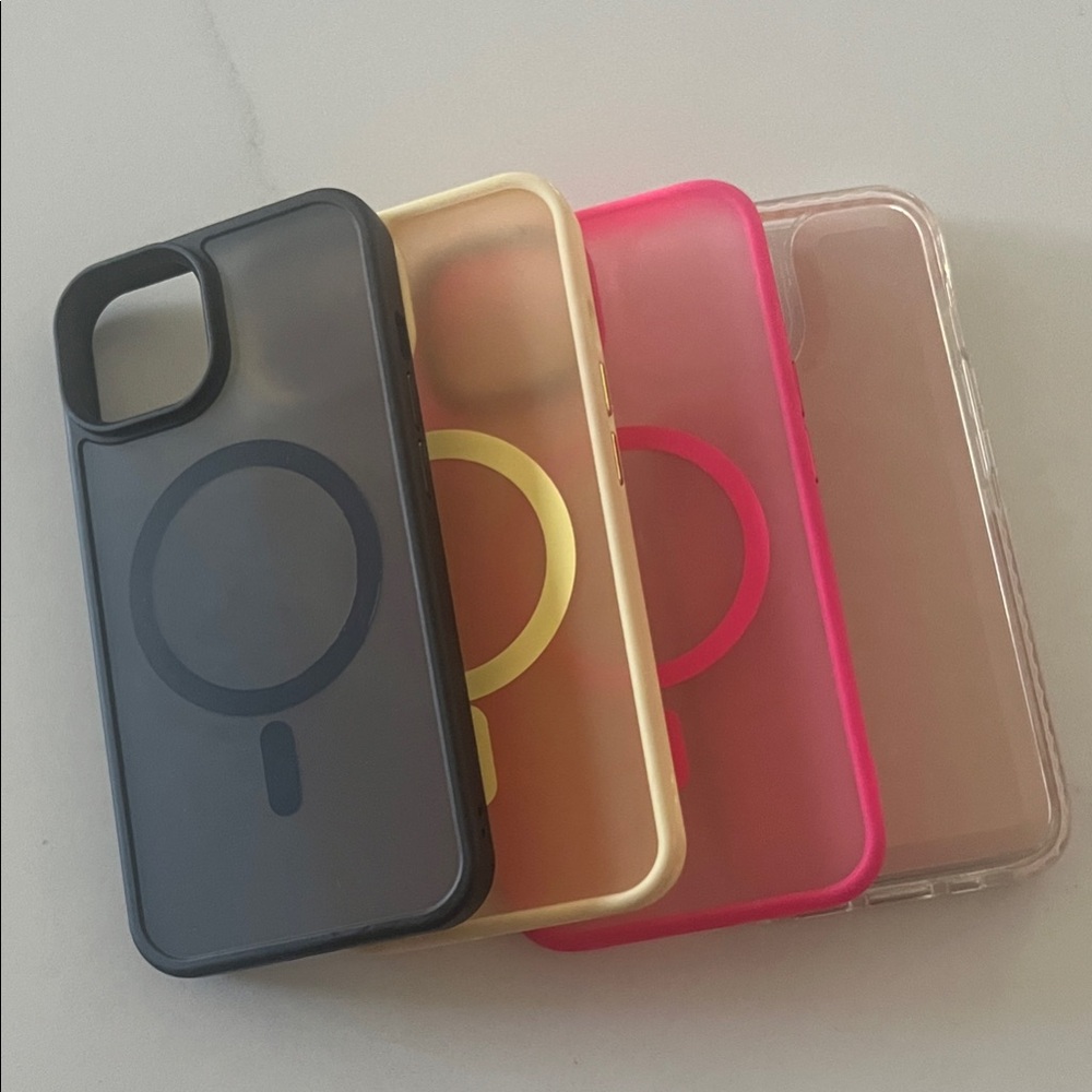 iPhone 13 (4) Stylish Phone Case Set - Black, Gold, Pink, Clear